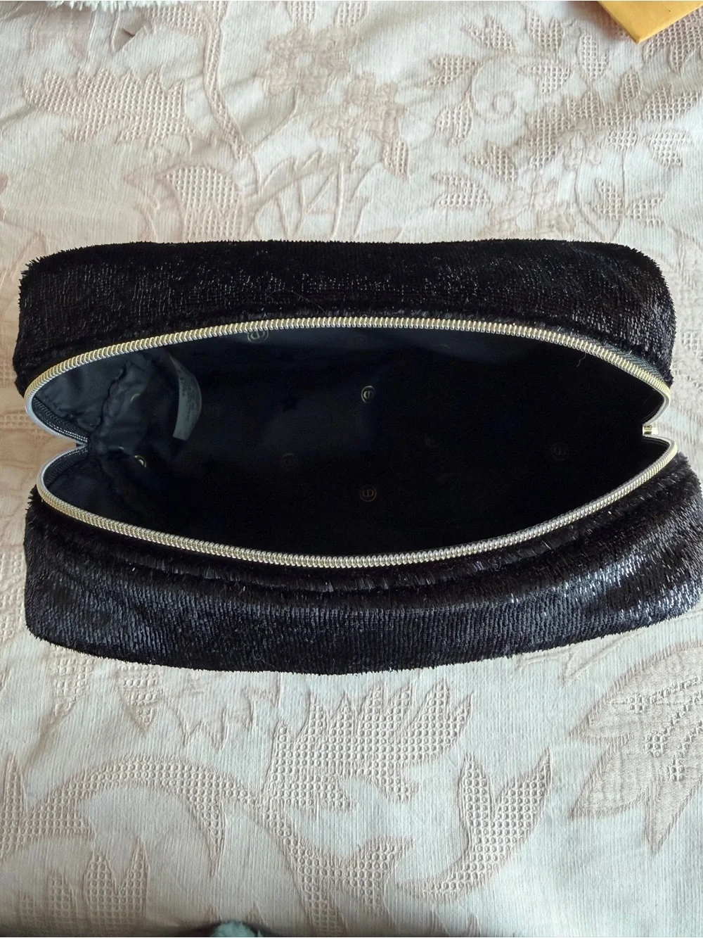 Dior Black Velvet Cosmetic Pouch with Gold CD Emblem